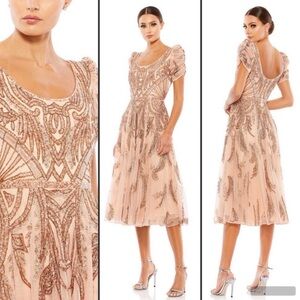 Mac Duggal 5434 Puff Sleeve Scoop Neck Dress Sz 10